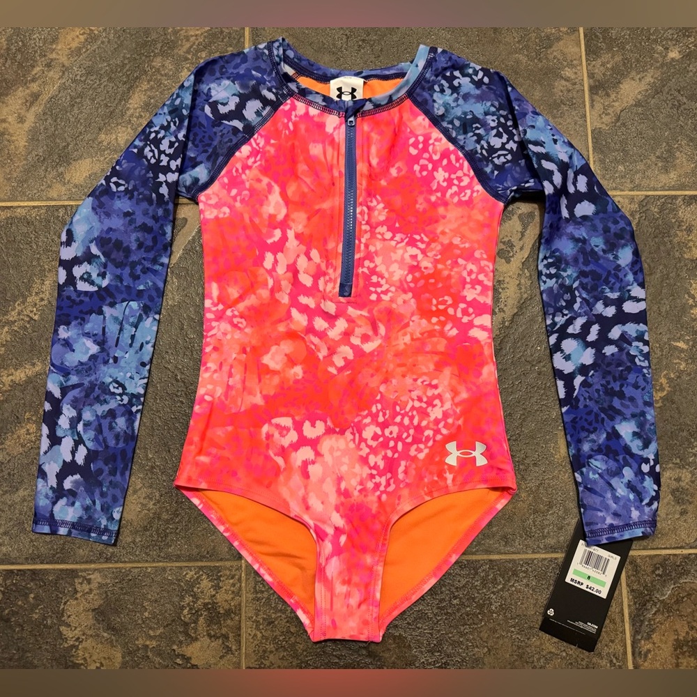 Under Armour Girls Long sleeve Swimsuit Size 8 New